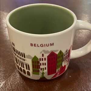 Starbucks Belgium Mug - Green, Red, and White